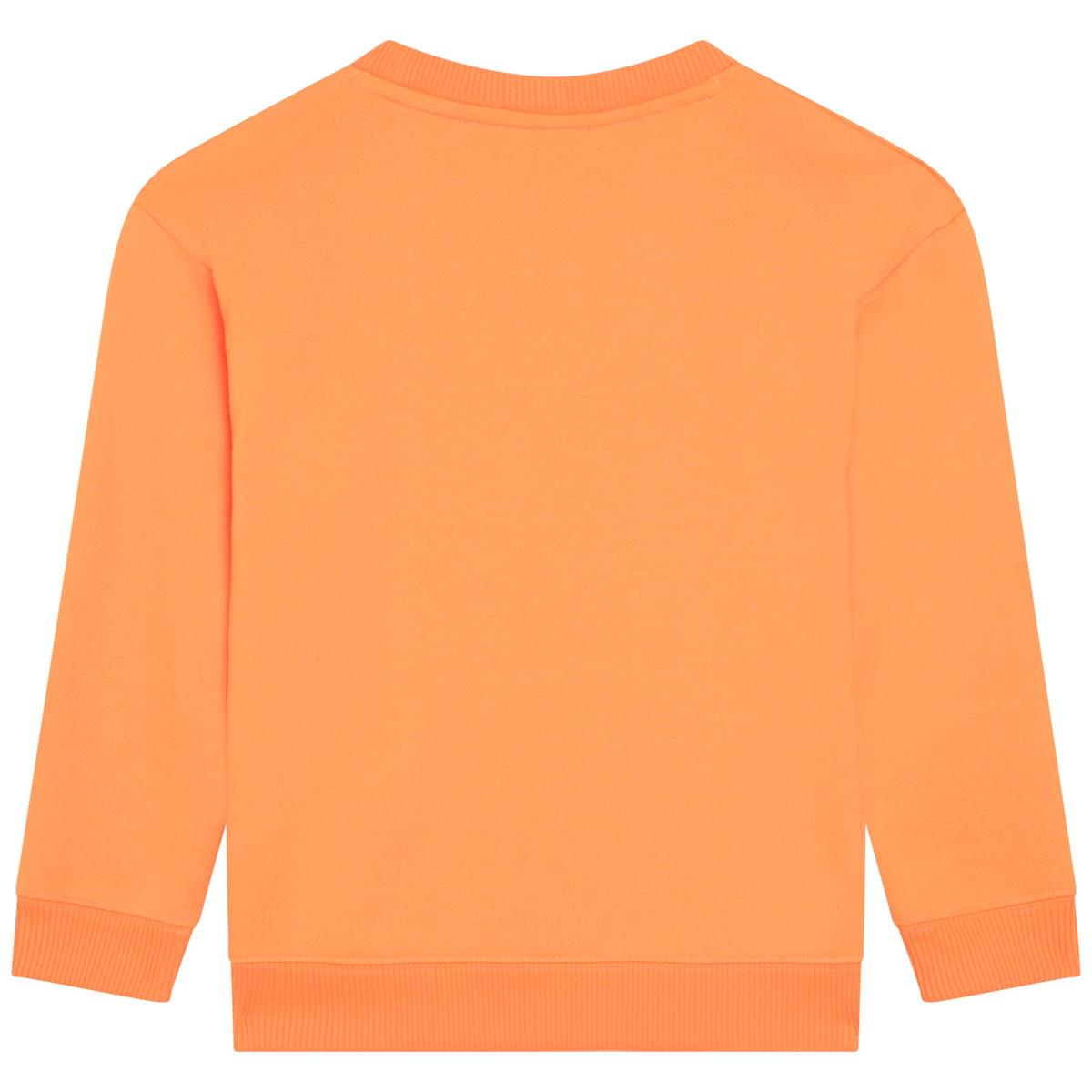 Boys Orange Printed Sweatshirt