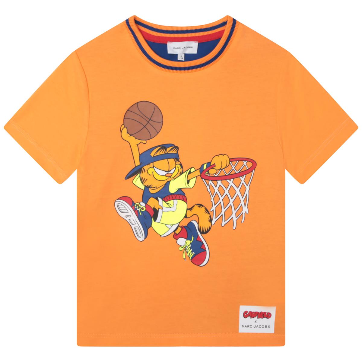 Boys Orange Printed T-Shirt