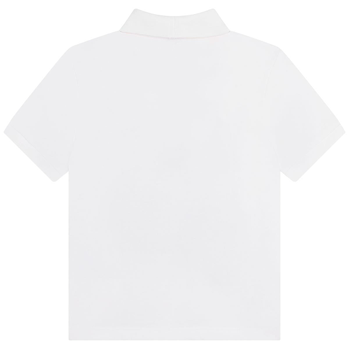 Boys White Printed Polo Shirt