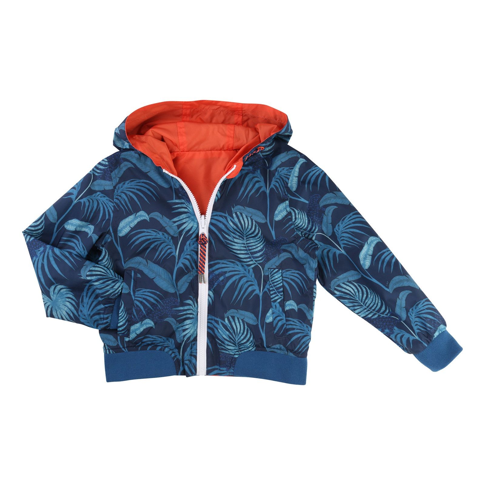 Boys Red&Blue Printed Reversibe Zip-up Hooded Jacket - CÉMAROSE | Children's Fashion Store - 2