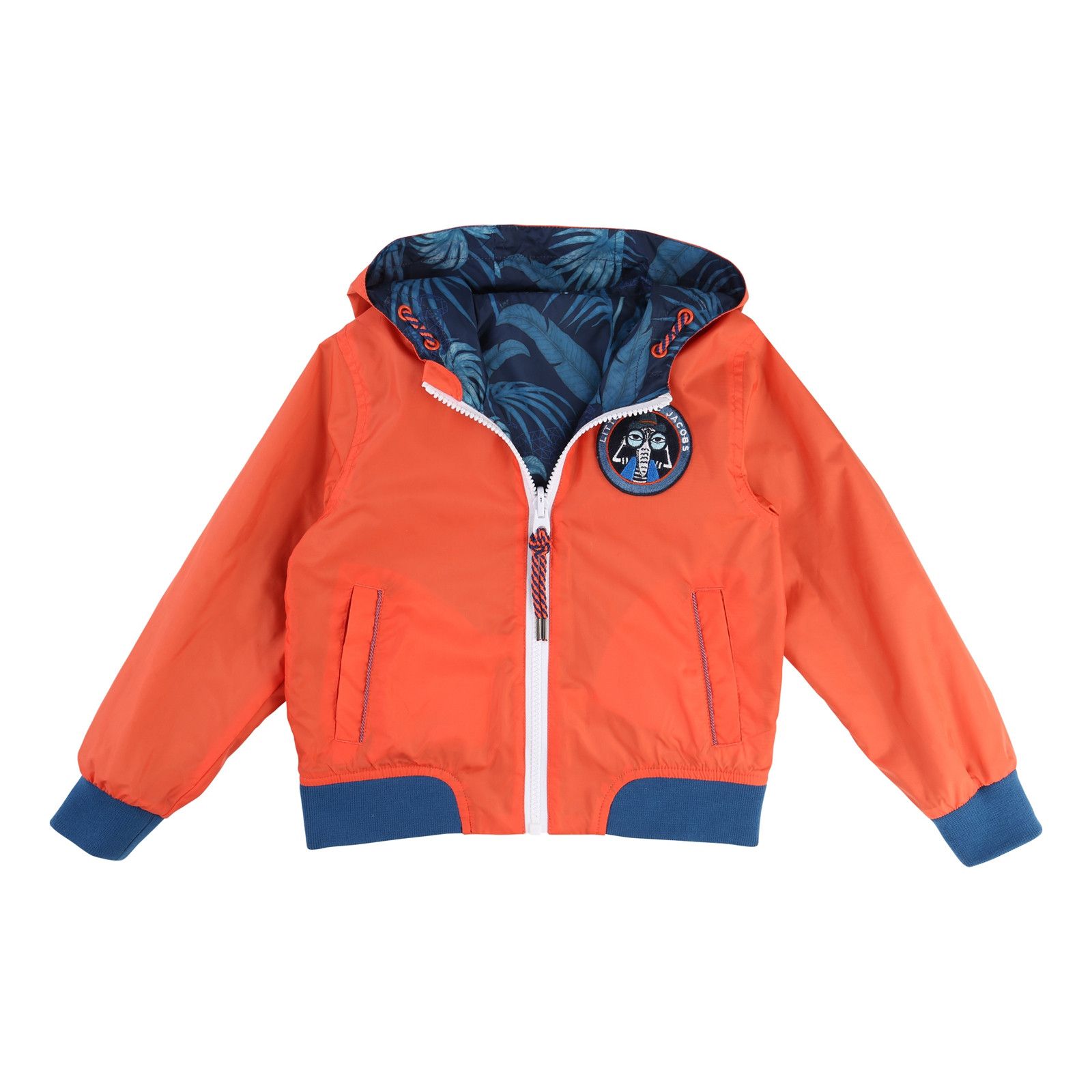 Boys Red&Blue Printed Reversibe Zip-up Hooded Jacket - CÉMAROSE | Children's Fashion Store - 1