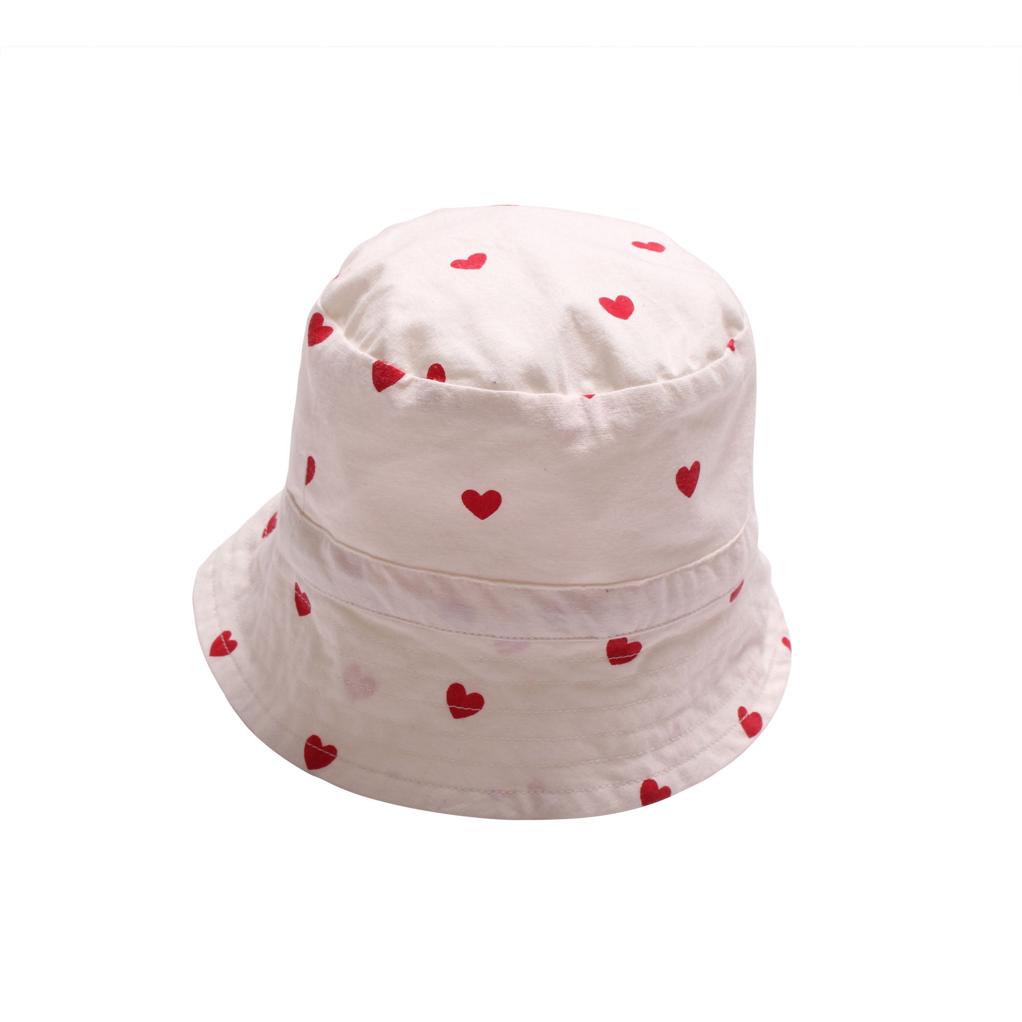 Girls White Heart Cotton Hat