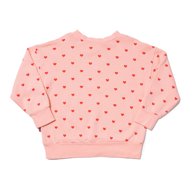 Girls Pink Heart Cotton Sweatshirt