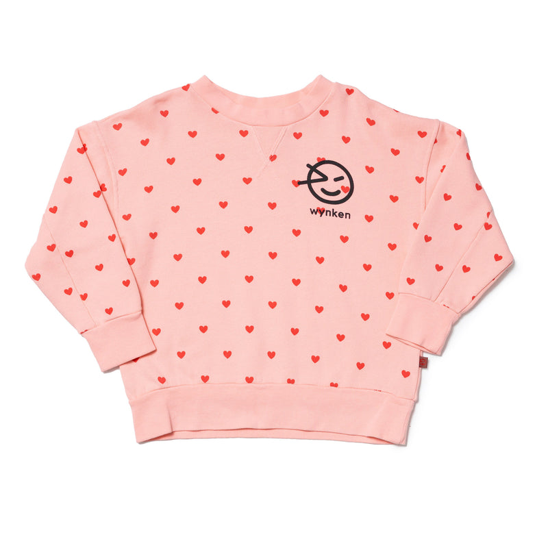 Girls Pink Heart Cotton Sweatshirt