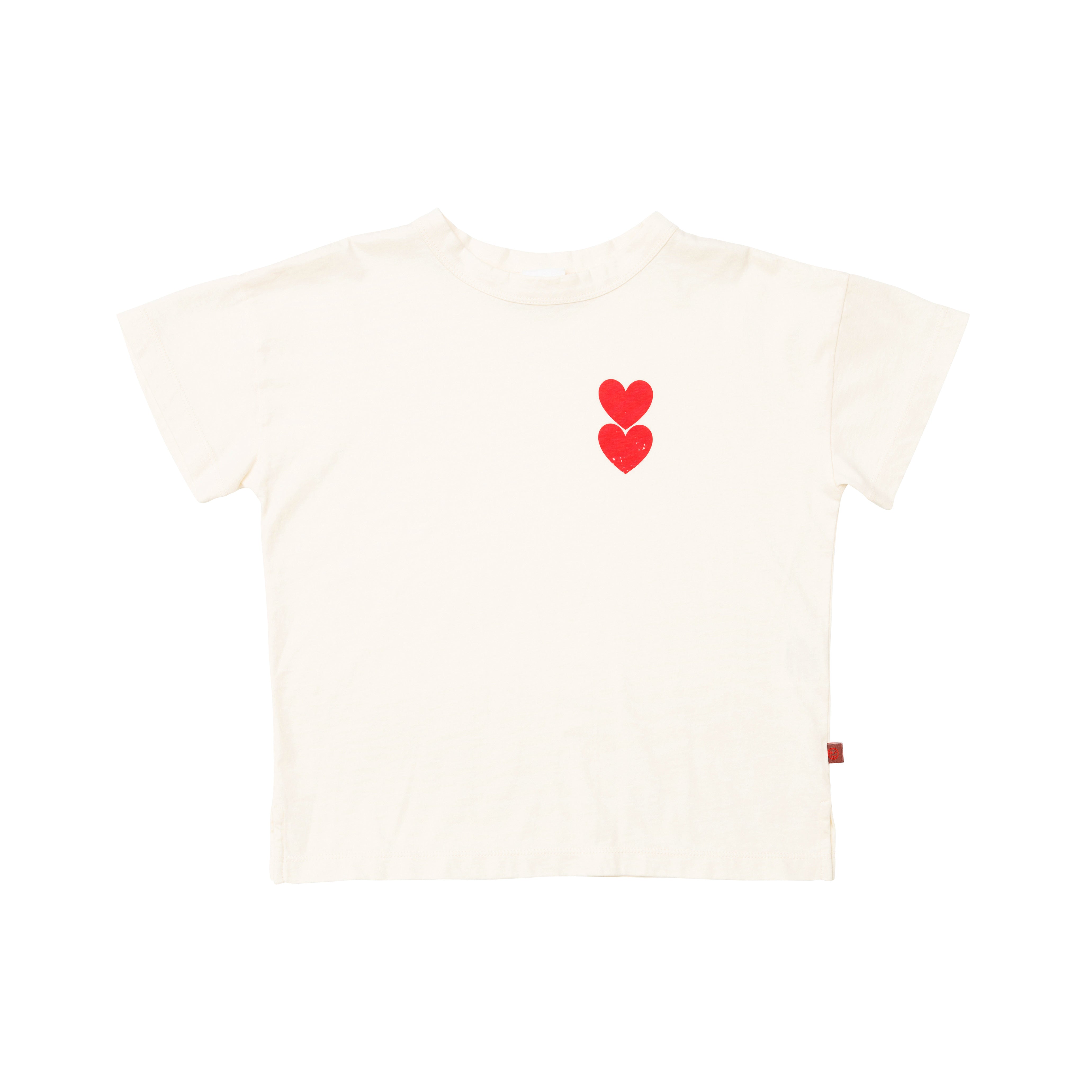 Girls White Heart Cotton T-Shirt