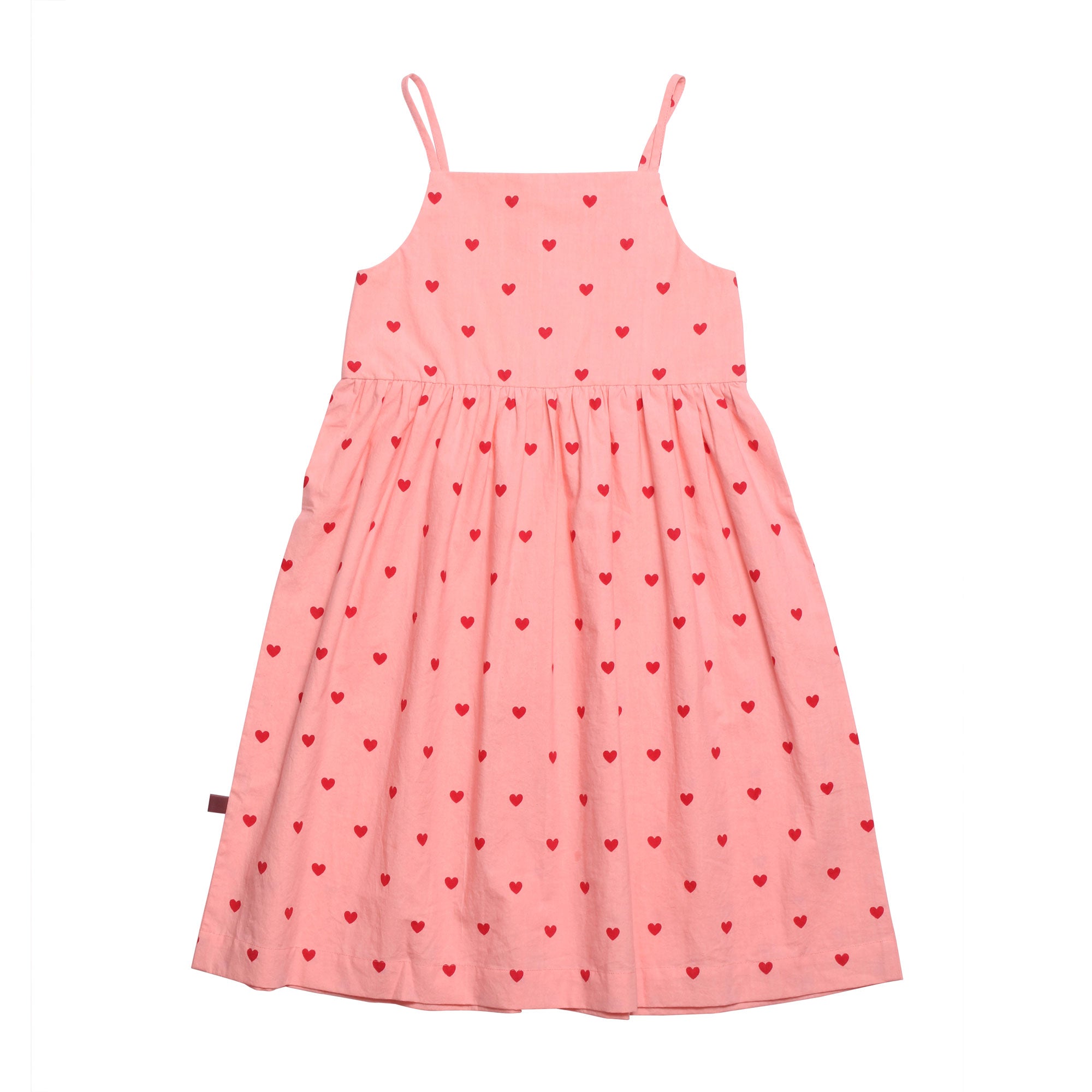 Girls Pink Heart Cotton Dress