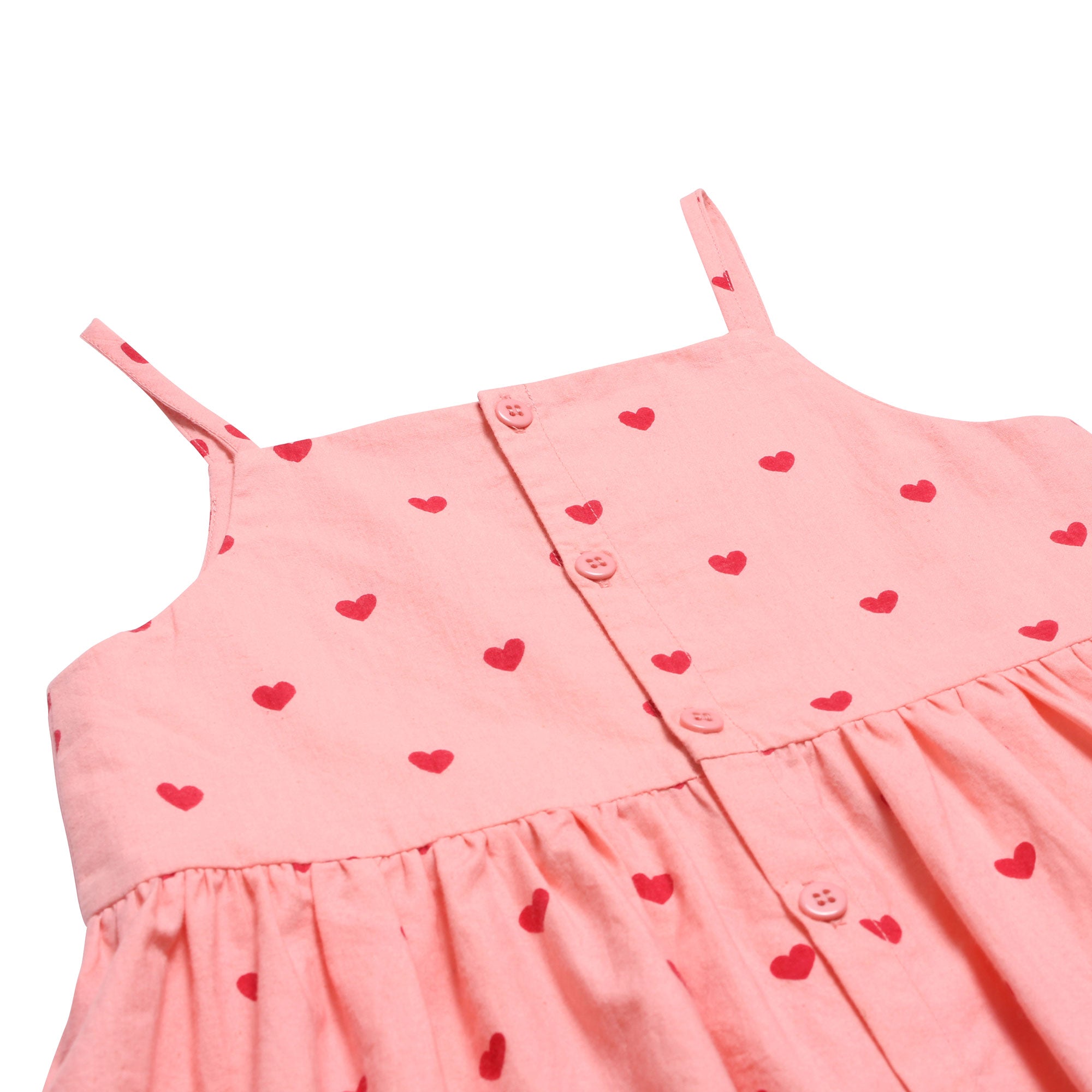 Girls Pink Heart Cotton Dress