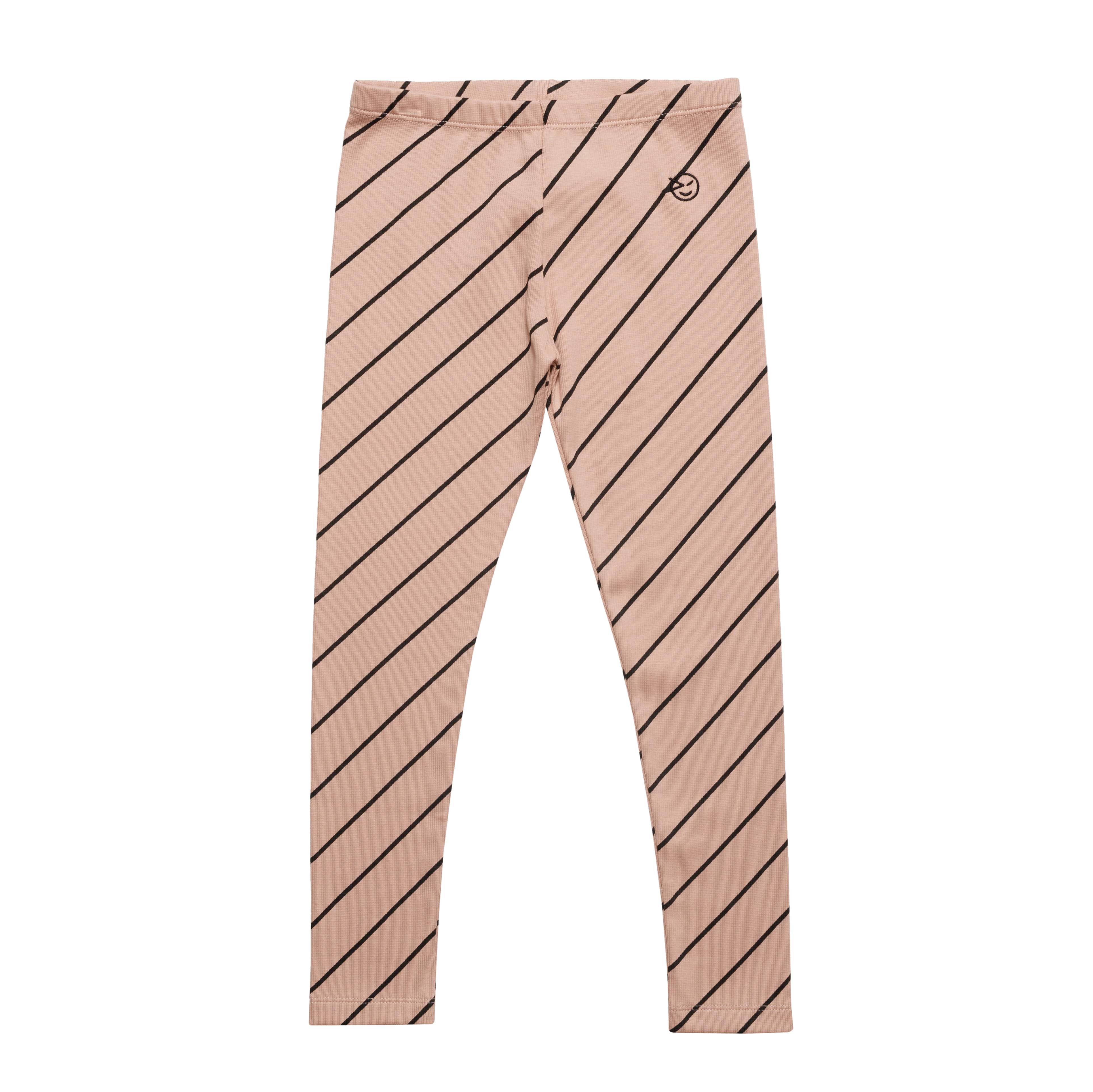 Girls Pink Stripes Cotton Leggings