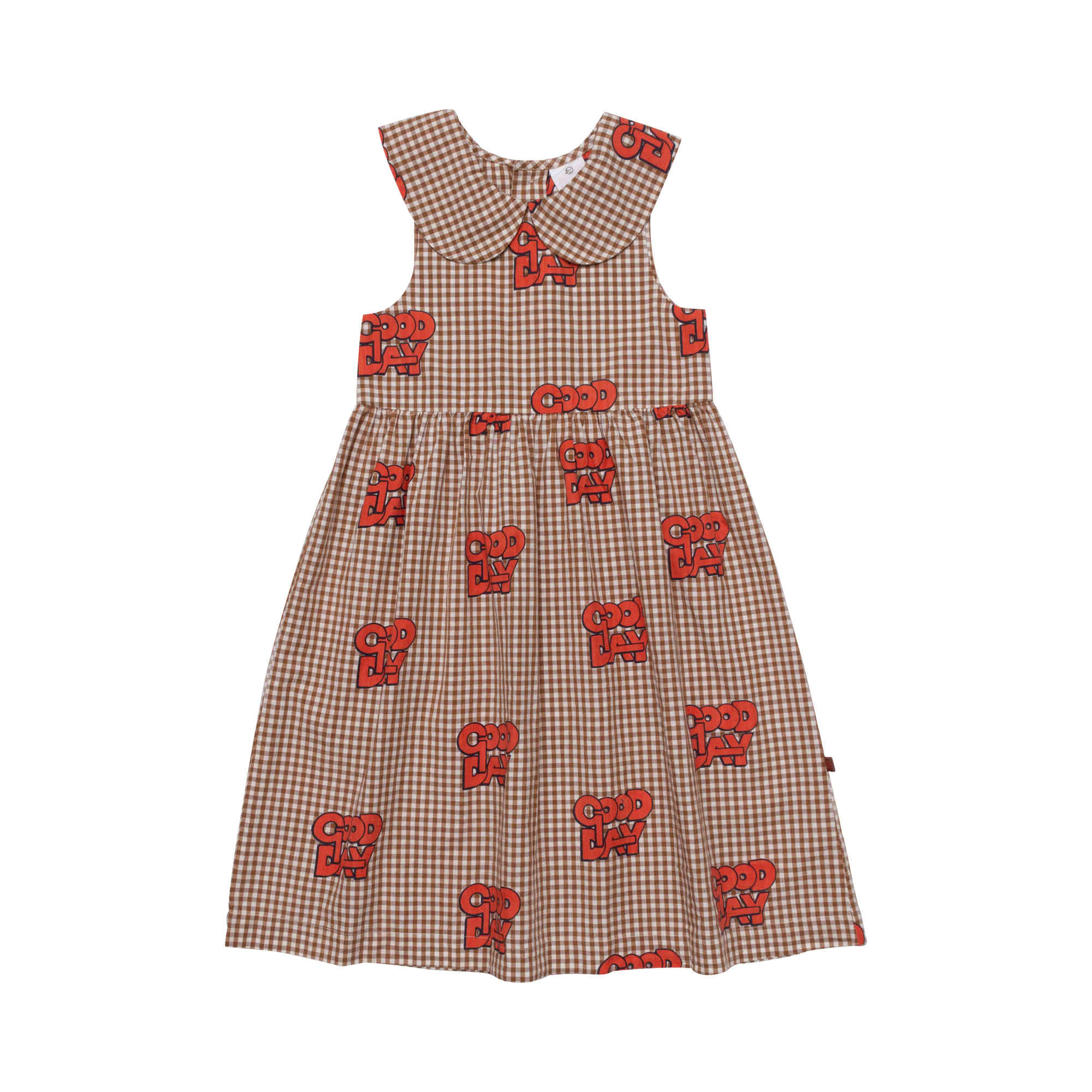 Girls Caramel Check Cotton Dress