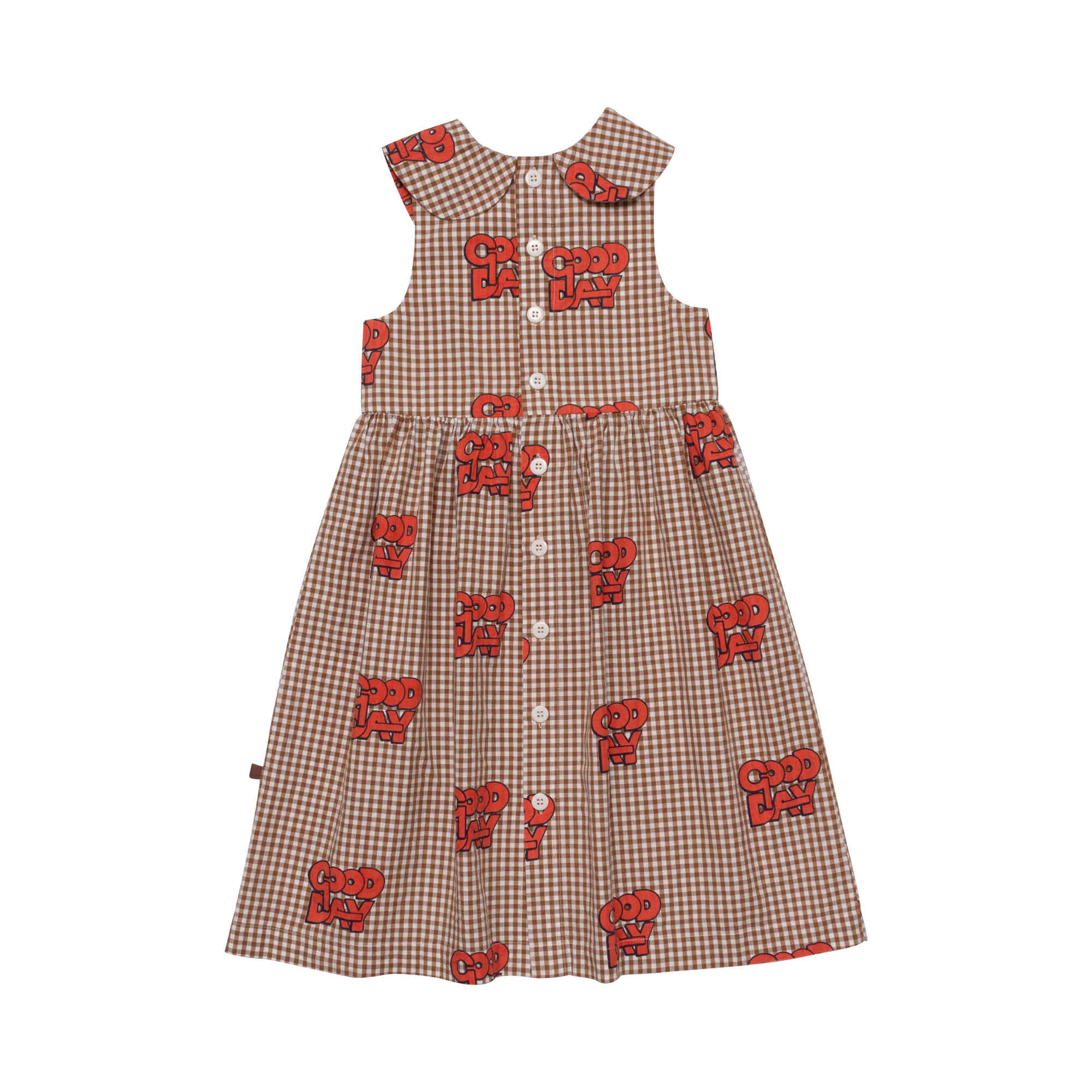 Girls Caramel Check Cotton Dress