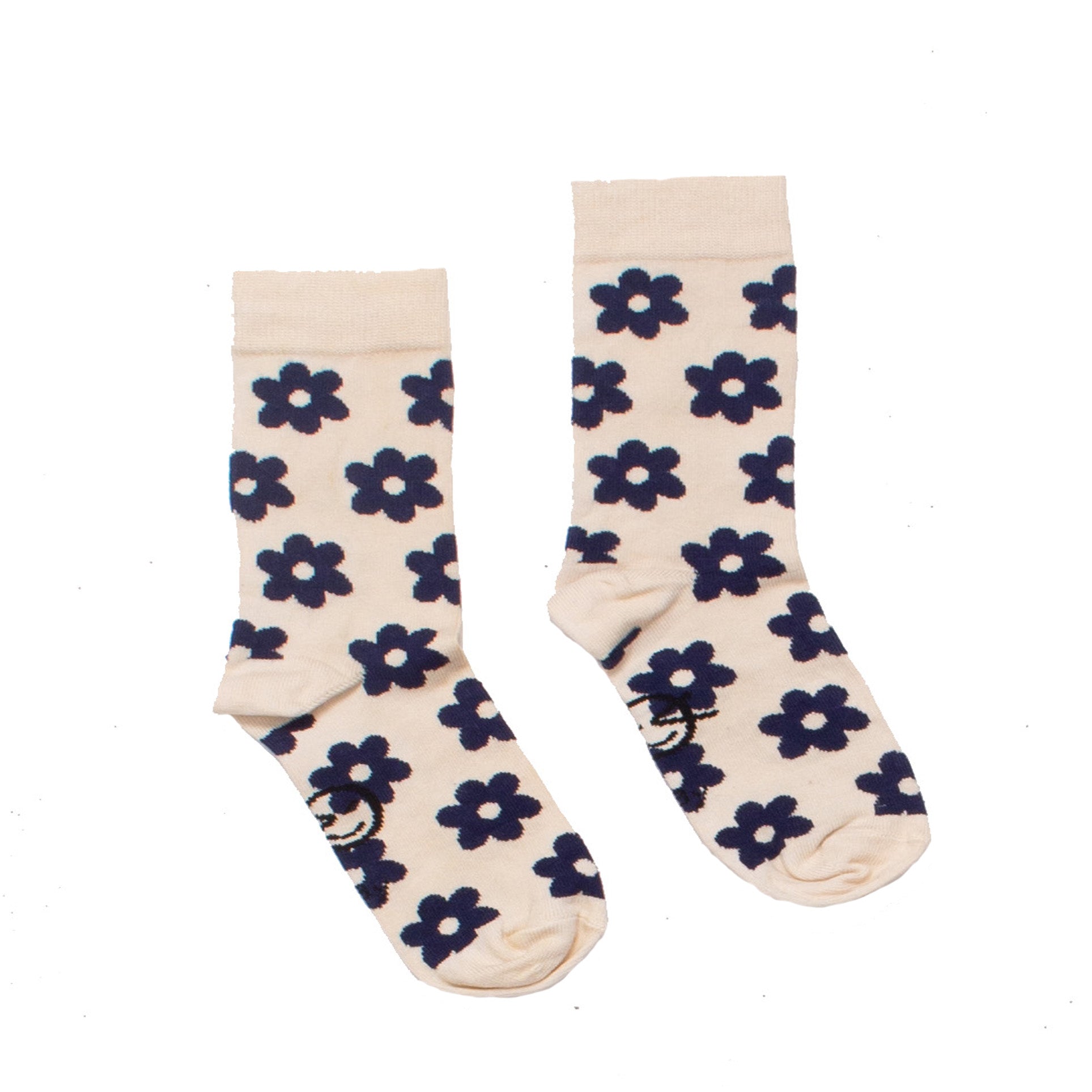 Boys & Girls Navy Flowers Cotton Socks