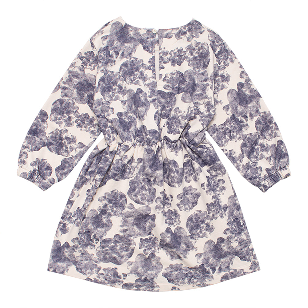 Girls Navy Printed Cotton Dress