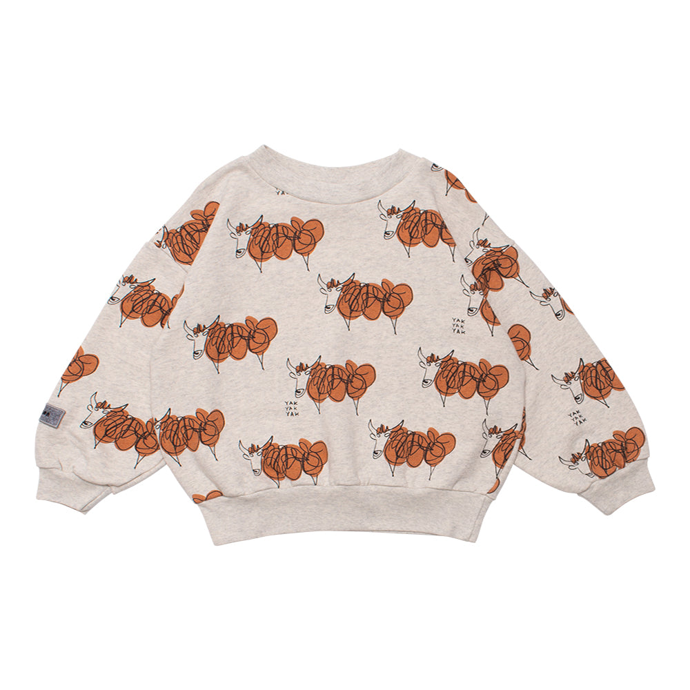Boys & Girls Beige Printed Cotton Sweatshirt