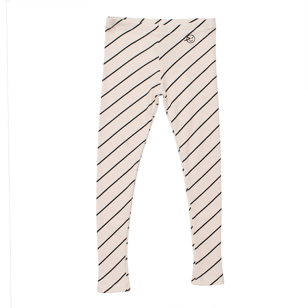 Girls White Stripes Cotton Leggings