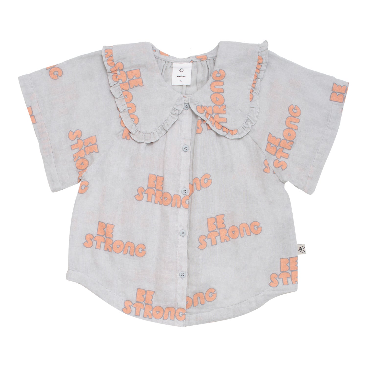 Girls Pale Blue Logo Cotton Shirt