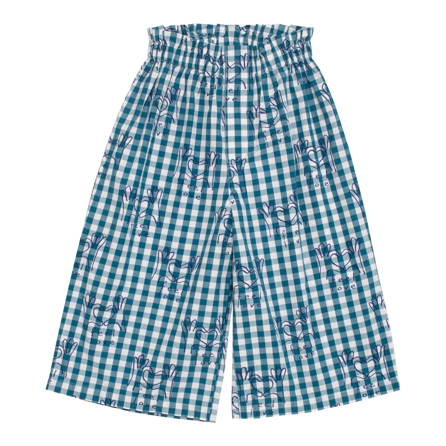 Girls Green Check Cotton Trousers
