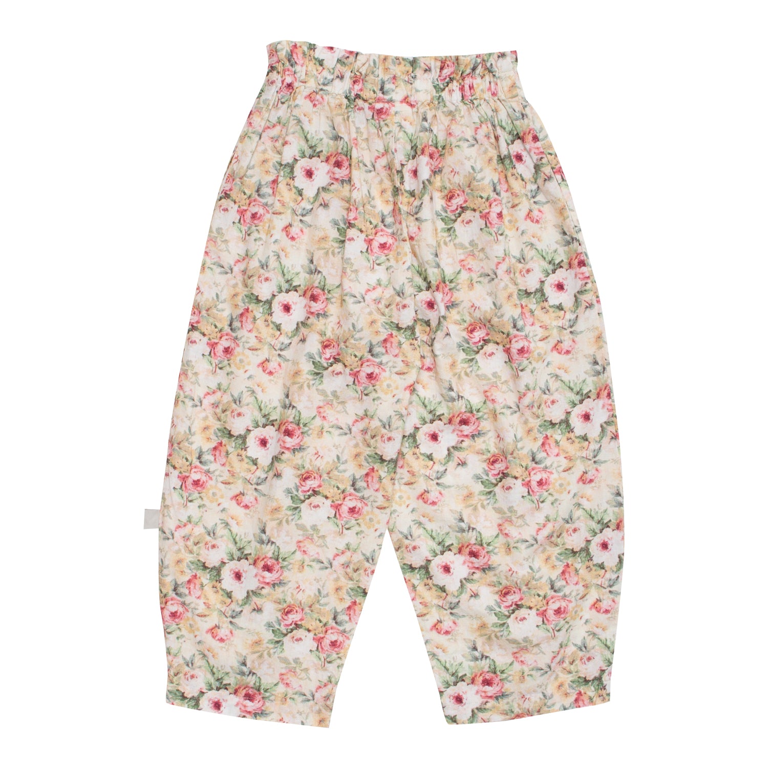 Girls Beige Floral Cotton Trousers