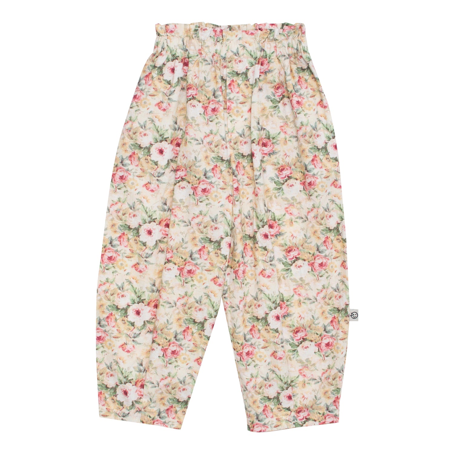 Girls Beige Floral Cotton Trousers
