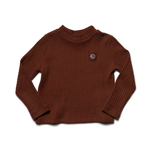 Boys & Girls Brown Cotton Turtleneck Sweater