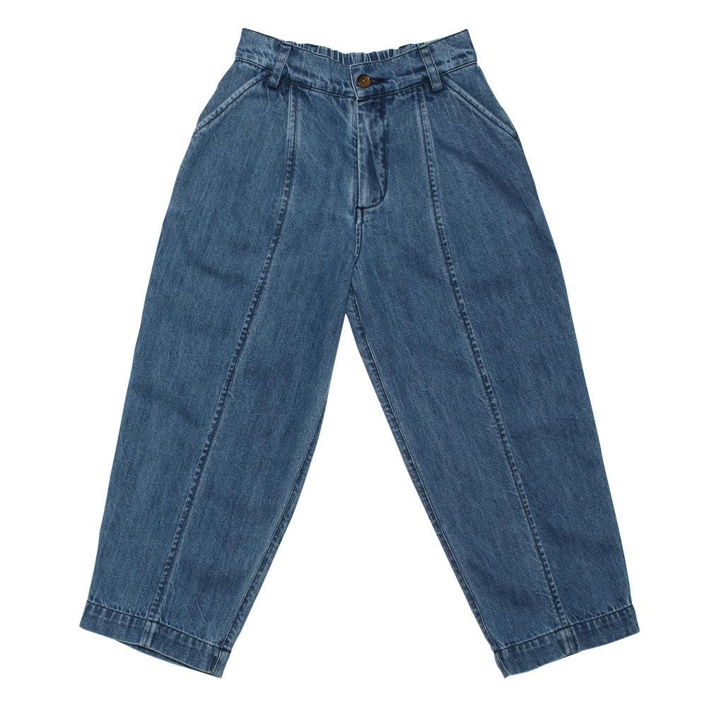 Boys & Girls Blue Tapered Wide Denim Trousers