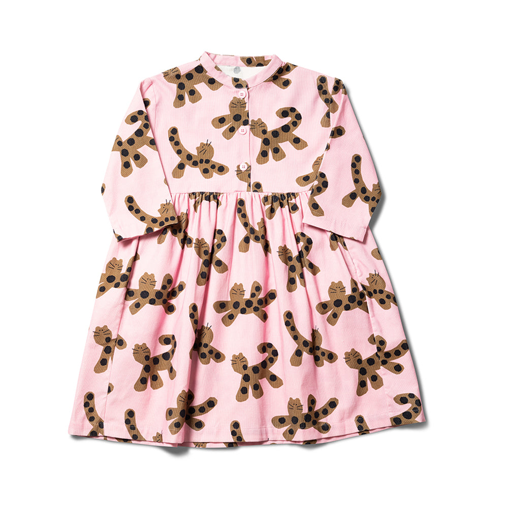 Girls Mallow Pink Parti Animals Cotton Dress
