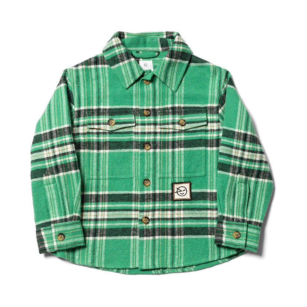 Boys Fiesta Green Plaid Cotton Shirt