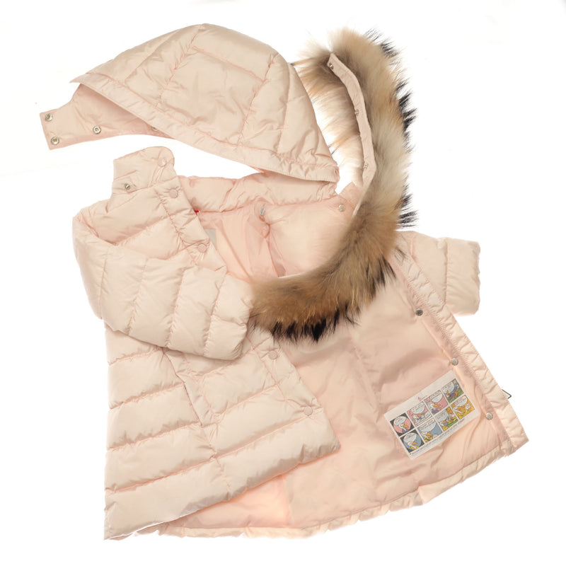Baby Girls Light Pink Plush Trims Hooded 'Neste'Jacket - CÉMAROSE | Children's Fashion Store - 3