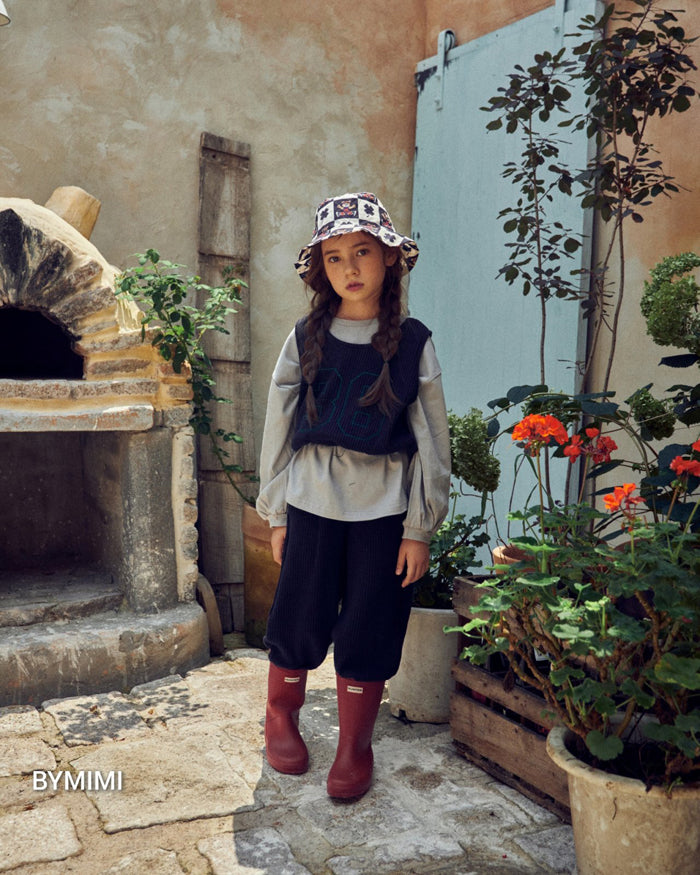 Girls Navy Logo Corduroy Vest