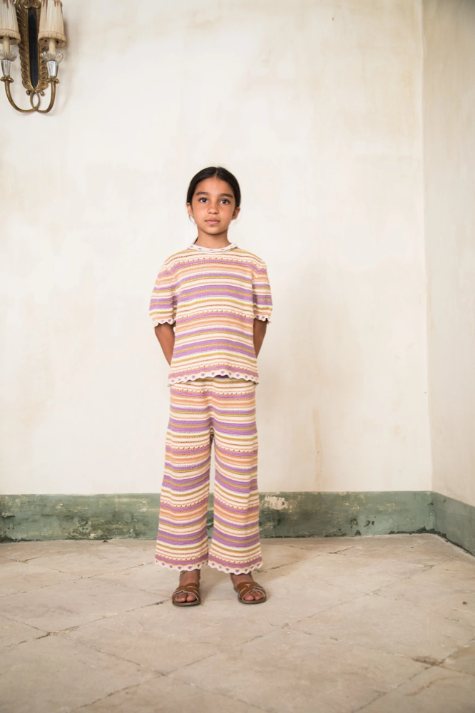 Girls Multicolor Cotton Trousers