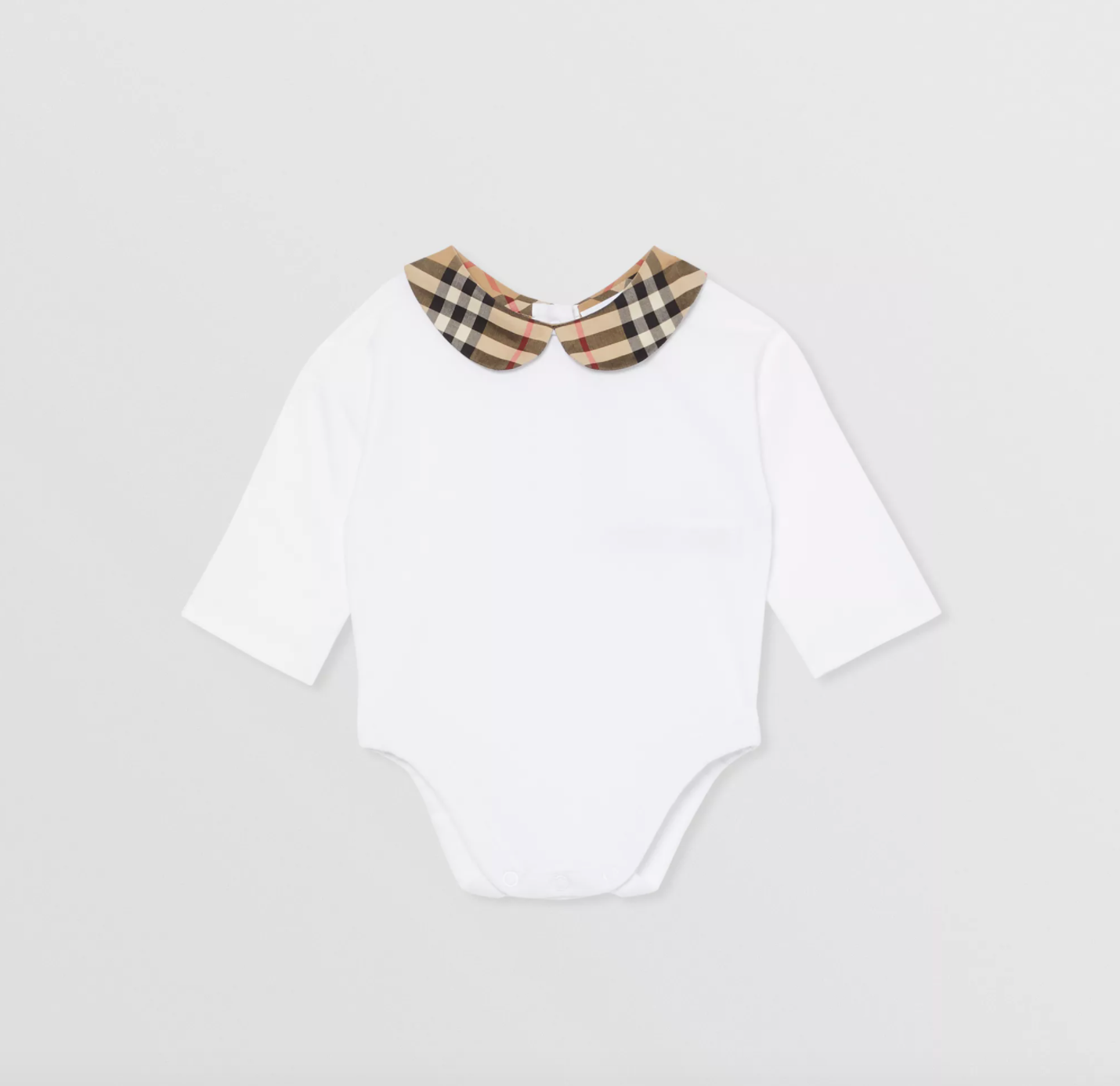Baby Girls White & Archive Beige Romper Set