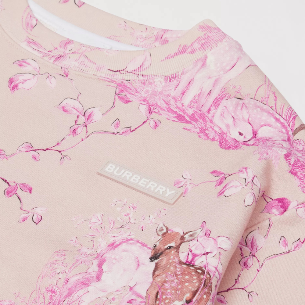 Girls Pink Deer Cotton Sweatshirt