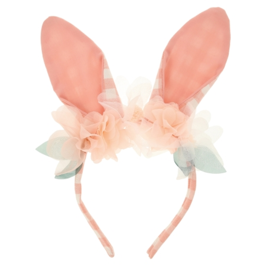Embellished Gingham Rabbit Ear Headband