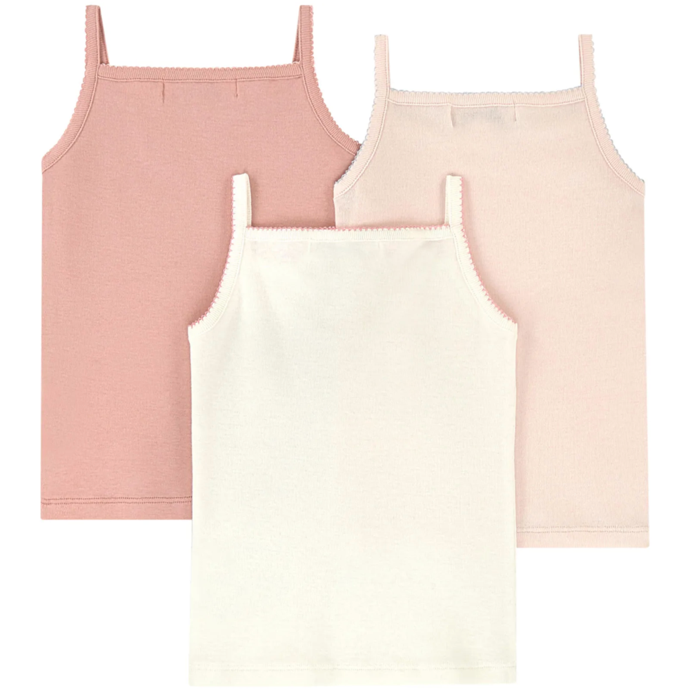 Girls Pink Cotton Undershirt Set (3 Pieces)