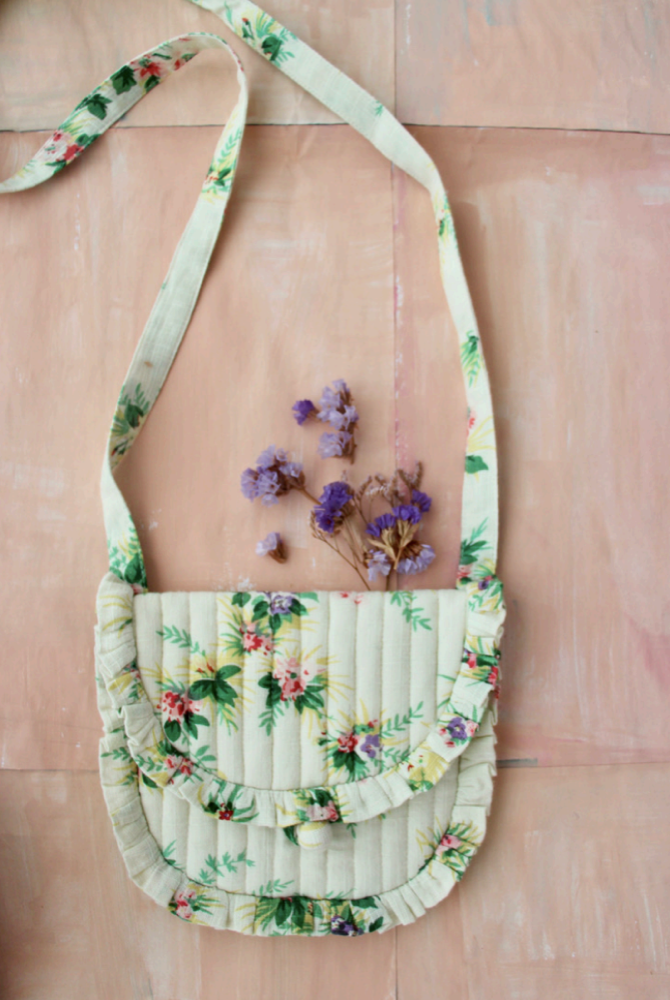 Girls White Floral Bag