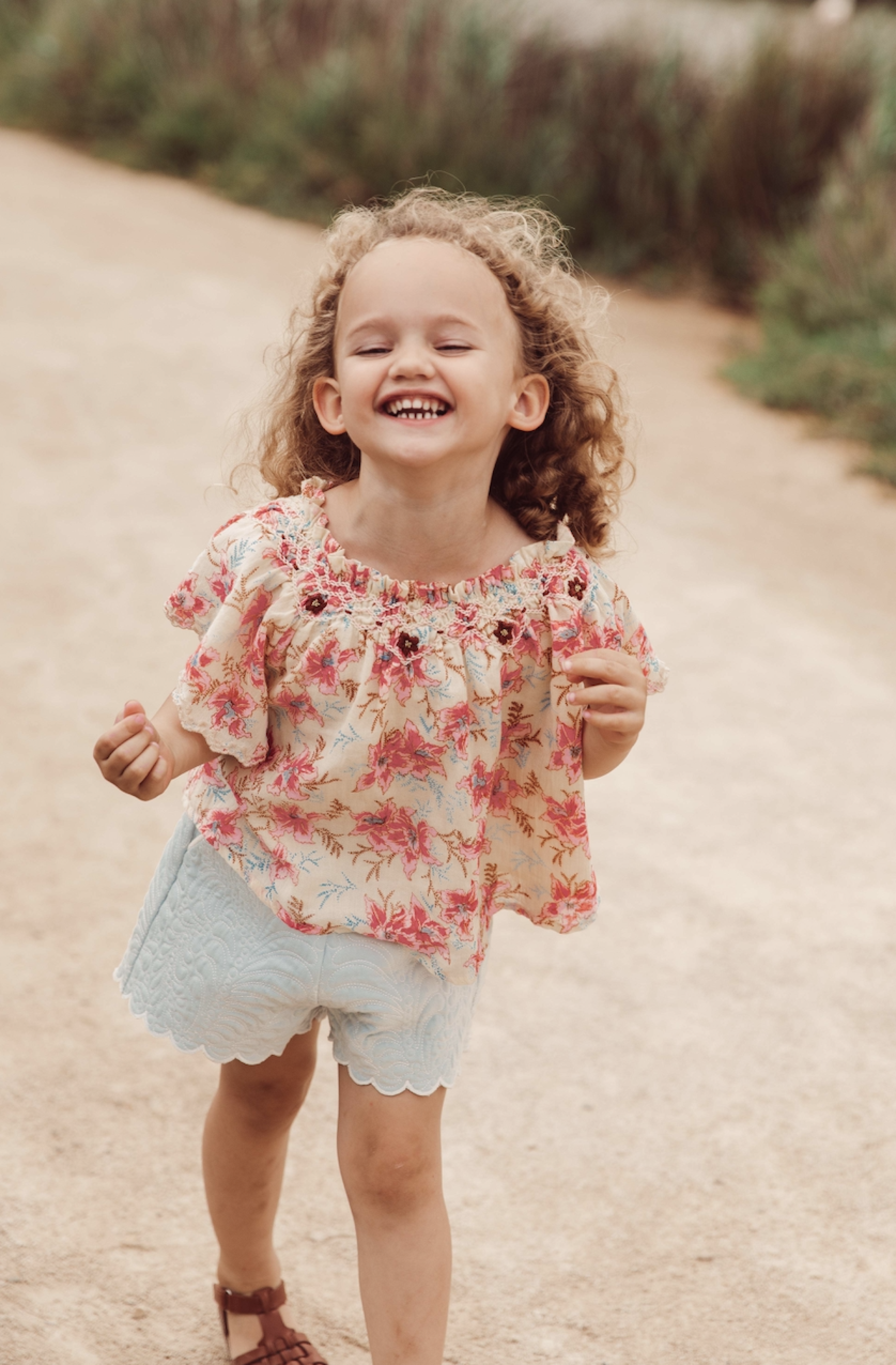 Girls Pink Floral Cotton Dress