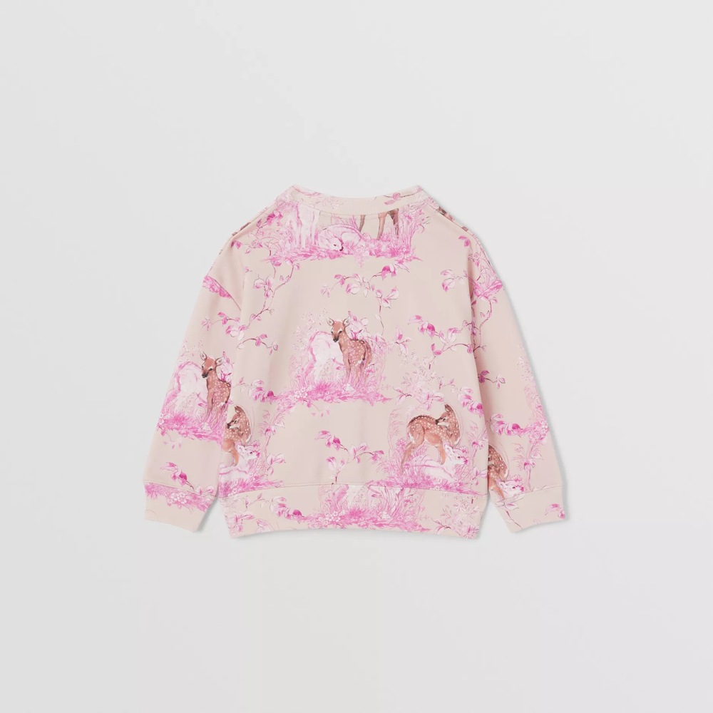Girls Pink Deer Cotton Sweatshirt