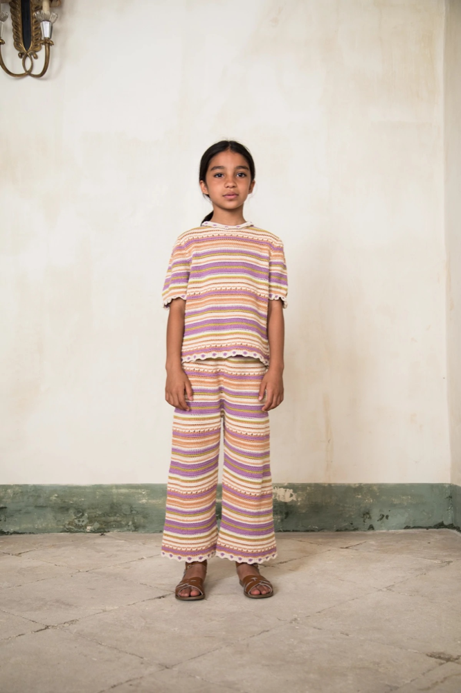 Girl Multicolor Knit Cotton T-Shirts