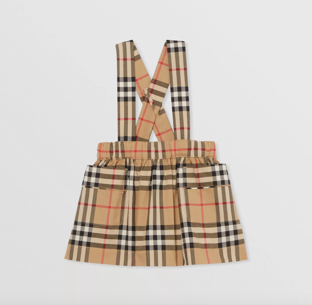 Baby Girls White & Archive Beige Romper Set