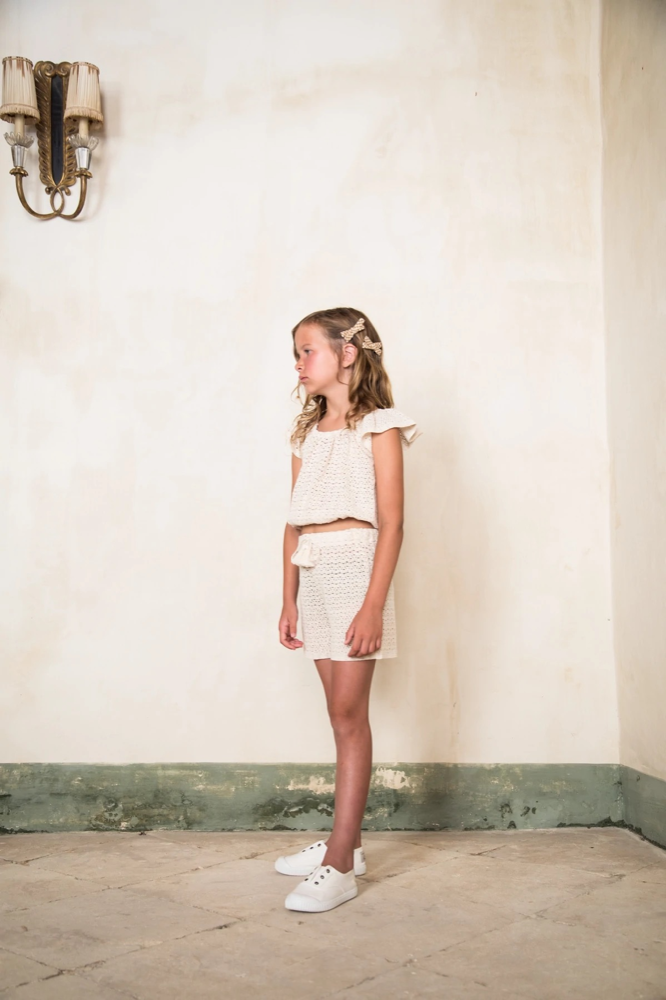 Grils White Cotton Shorts