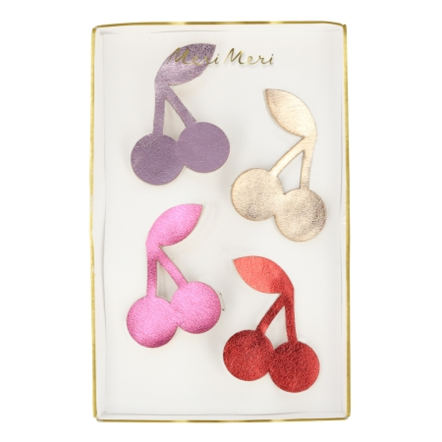 Set of 4 metallic faux leather hair clips