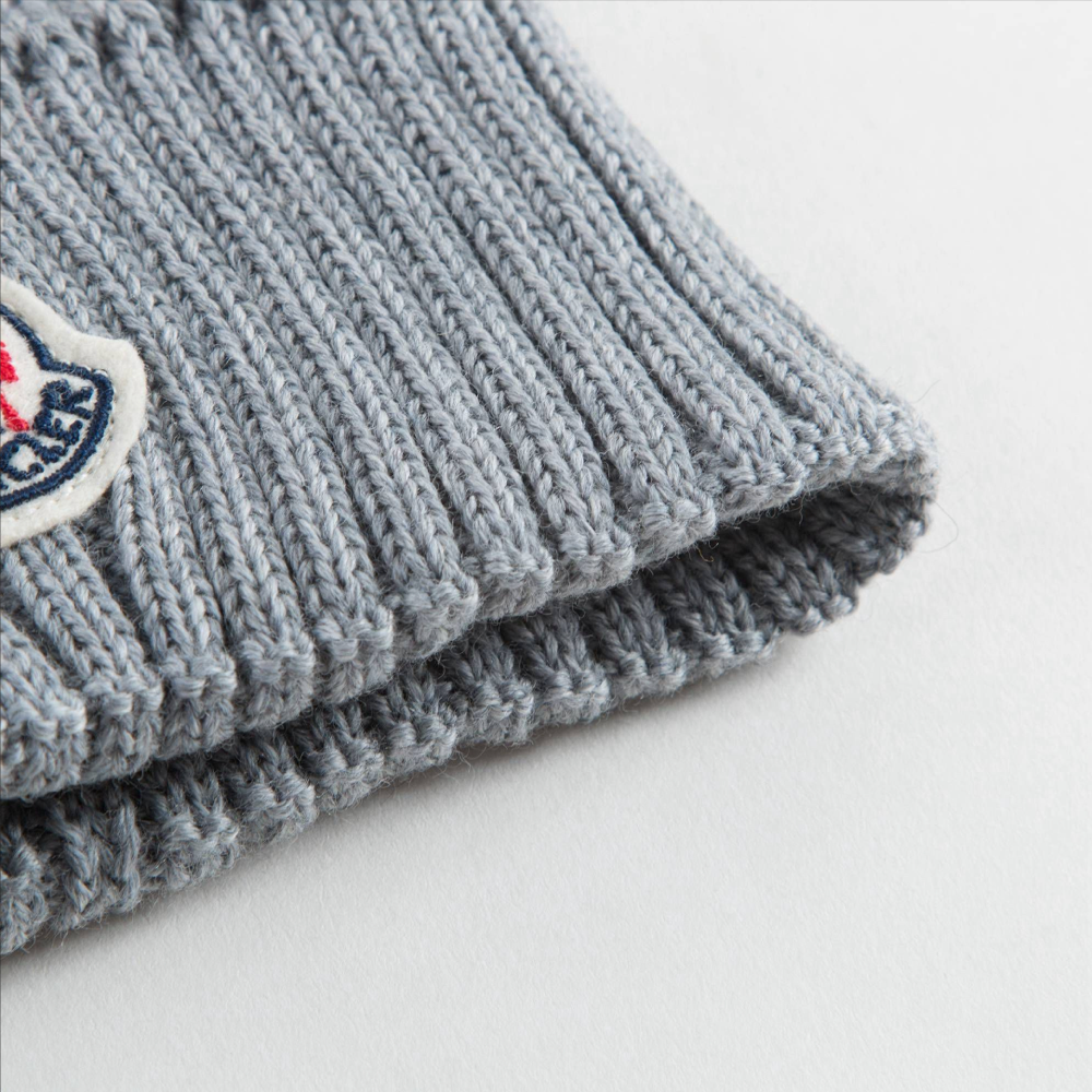 Girls Medium Grey Logo Virgin Wool Hat