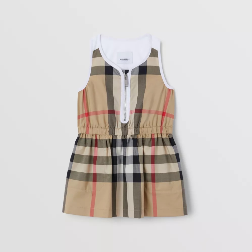 Baby Girls Beige Check Dress