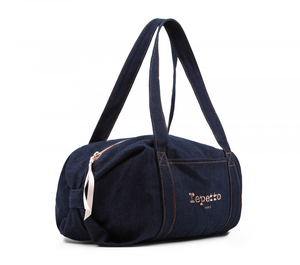 Girls Navy Denim Ballet Bag