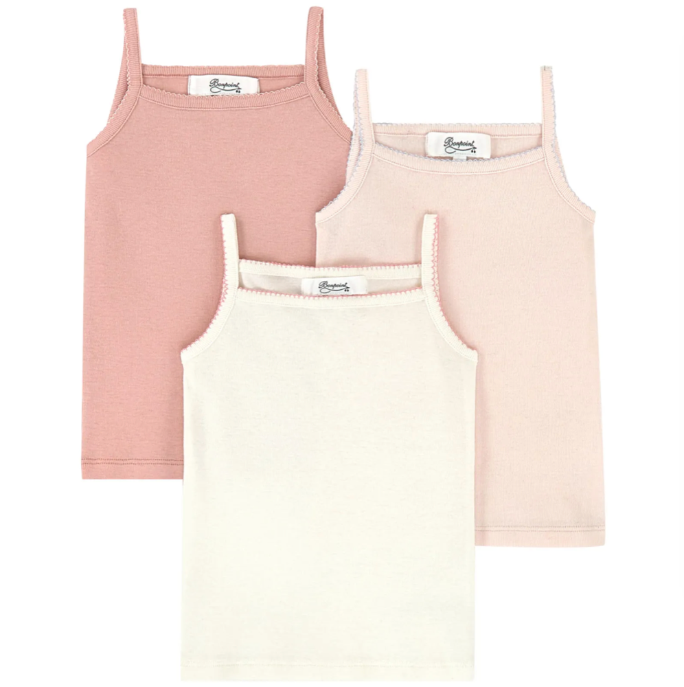 Girls Pink Cotton Undershirt Set (3 Pieces)