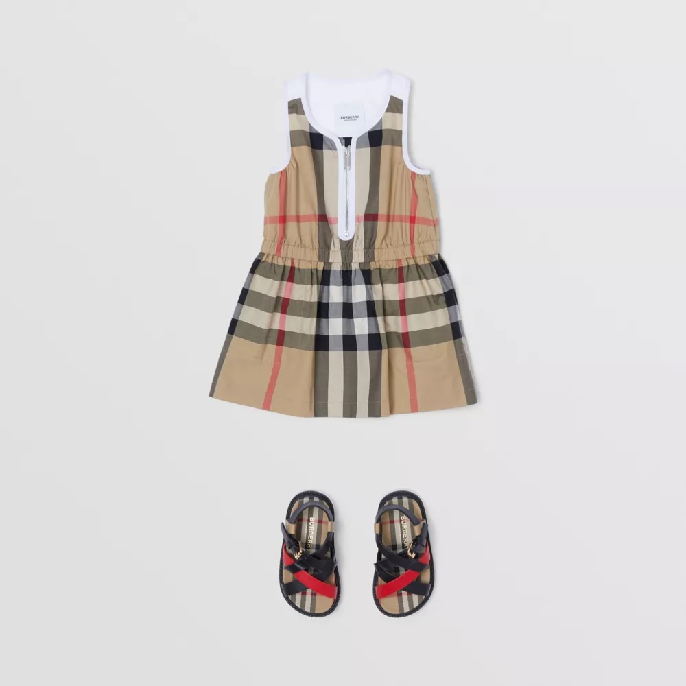 Baby Girls Beige Check Dress