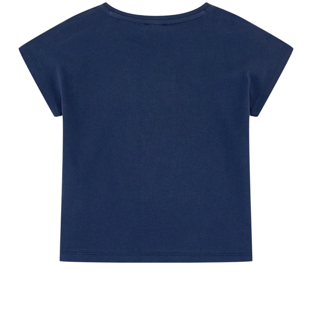 Girls Navy Tiger Cotton T-Shirt