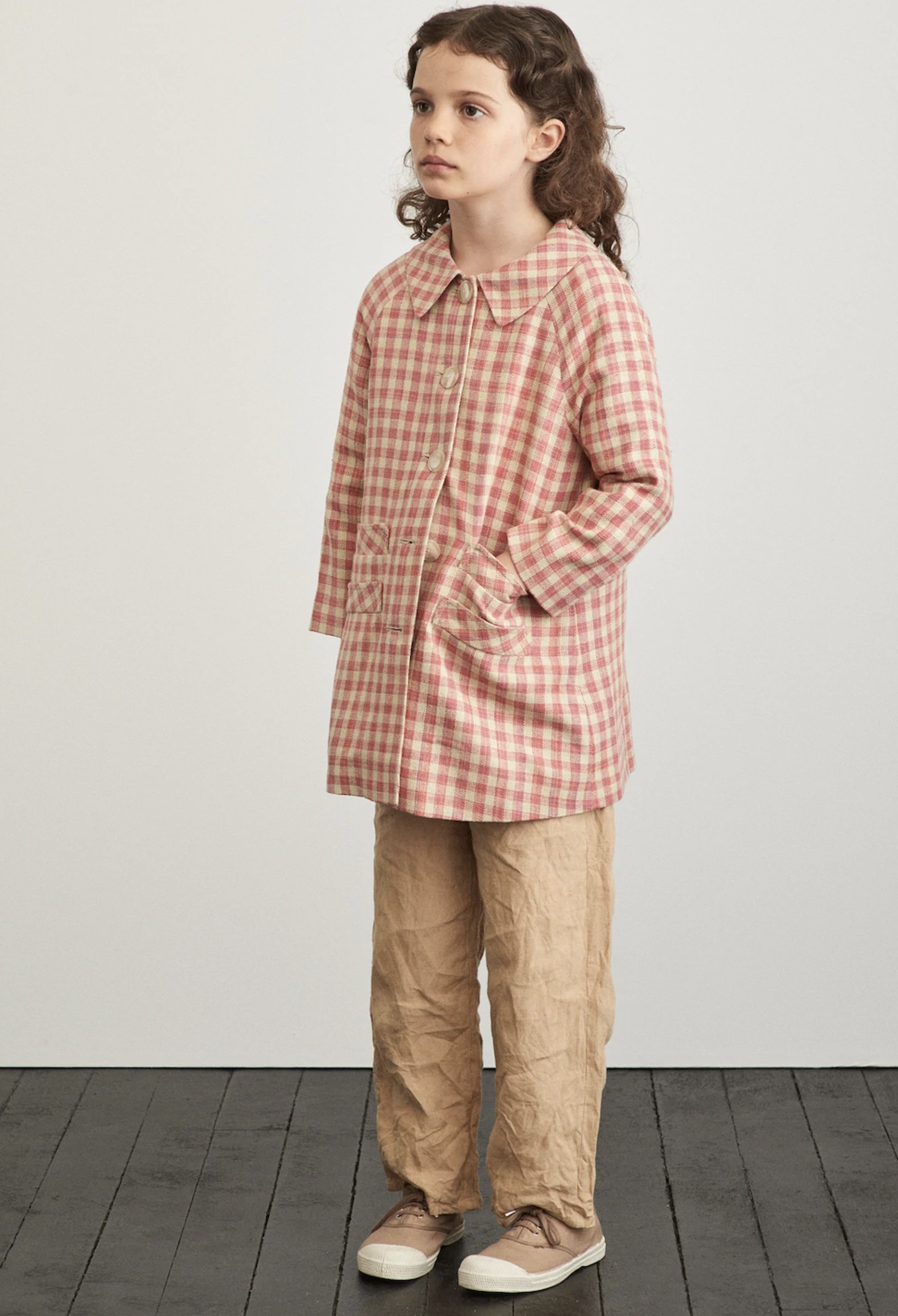 Girls Pink Check Coat