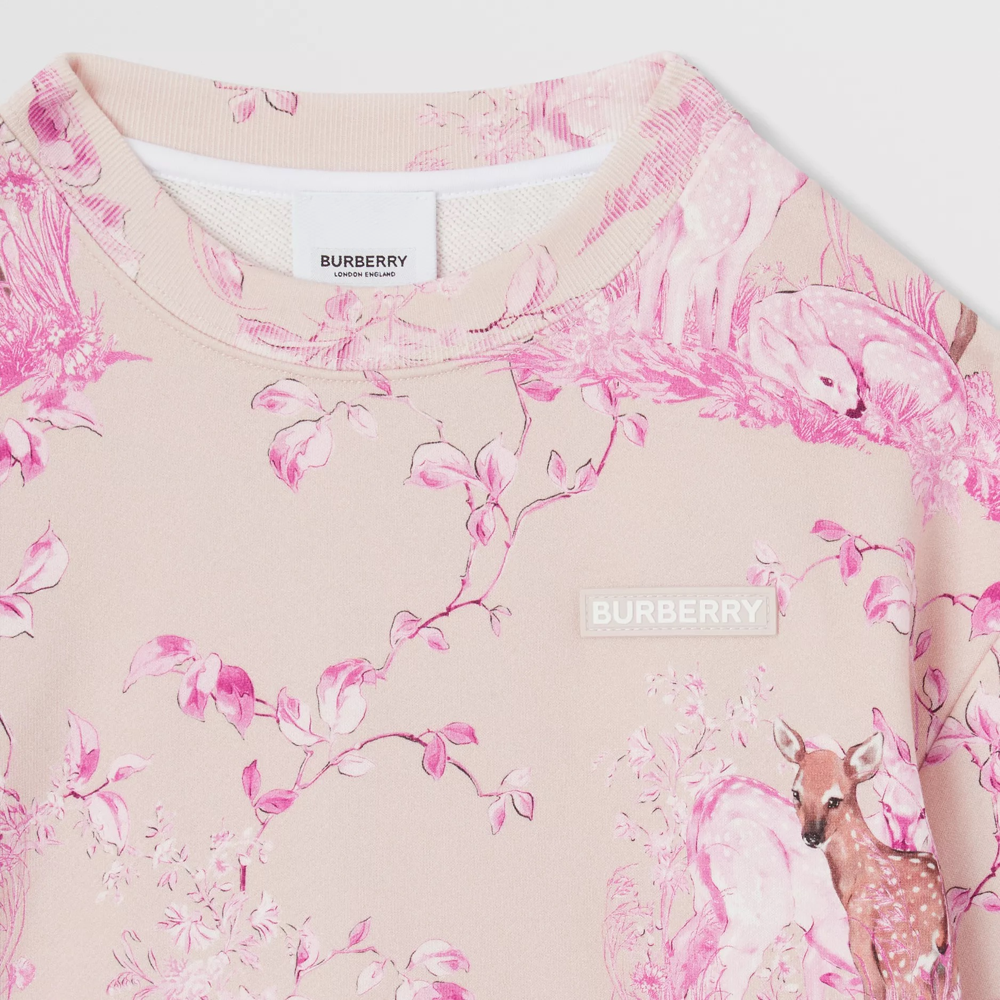 Girls Pink Deer Cotton Sweatshirt