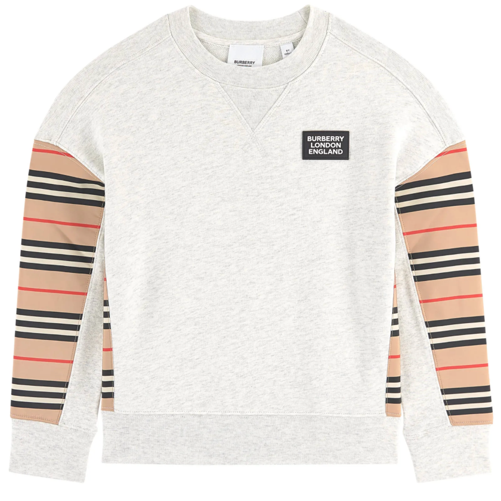 Boys & Girls White Melange Cotton Sweatshirt