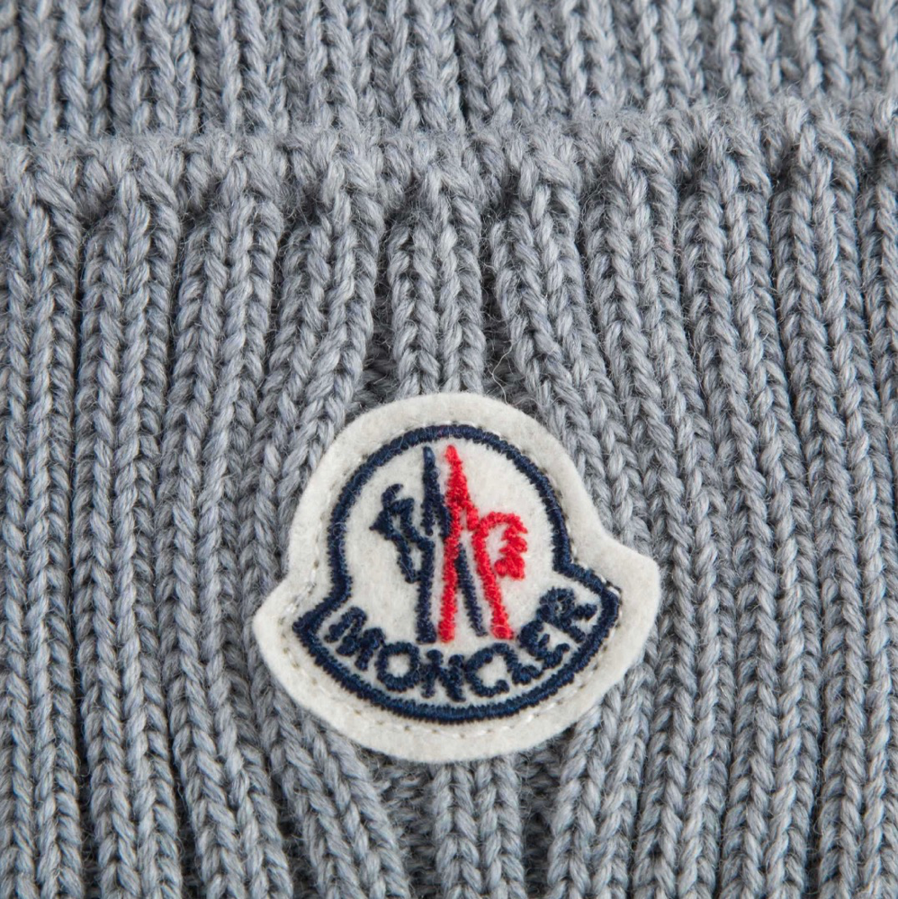 Girls Medium Grey Logo Virgin Wool Hat